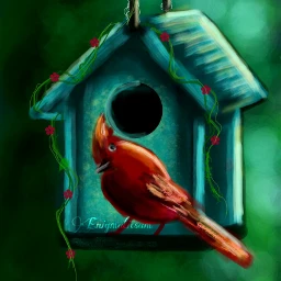 wdpbirdhouse drawing bird red green