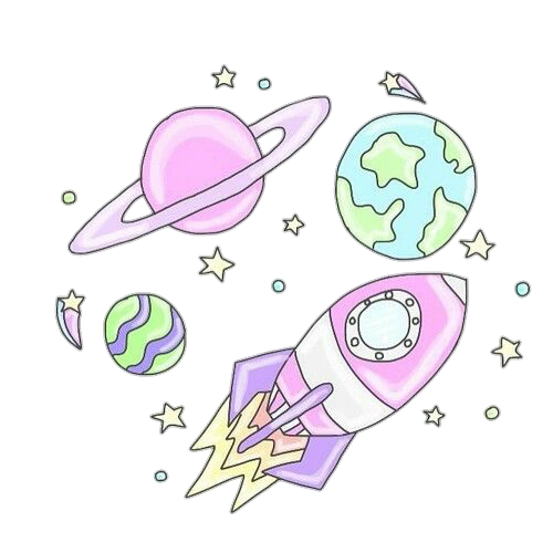 Rocket Planet S Pastel Doodle Pastel